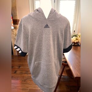 Adidas Cross Up 365 Short Sleeves Gray Hooded Sweatshirt Streetwear Y2K Sz M